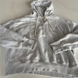 Aerie Offline Cloud Fleece Front snap Hoodie. Medium. Heather gray.